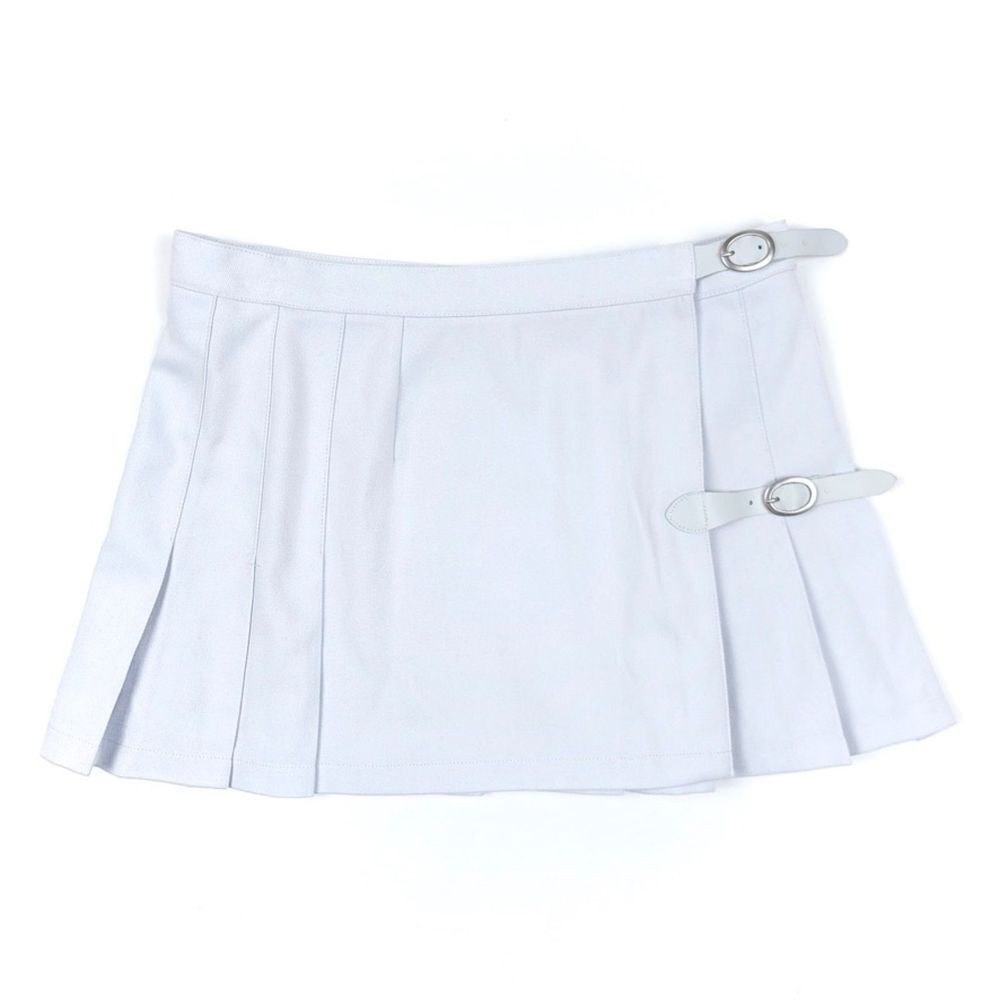 BRANDY MELVILLE Dana 90s Pleated Double Buckle Micro Mini Skirt in Baby Blue y2k